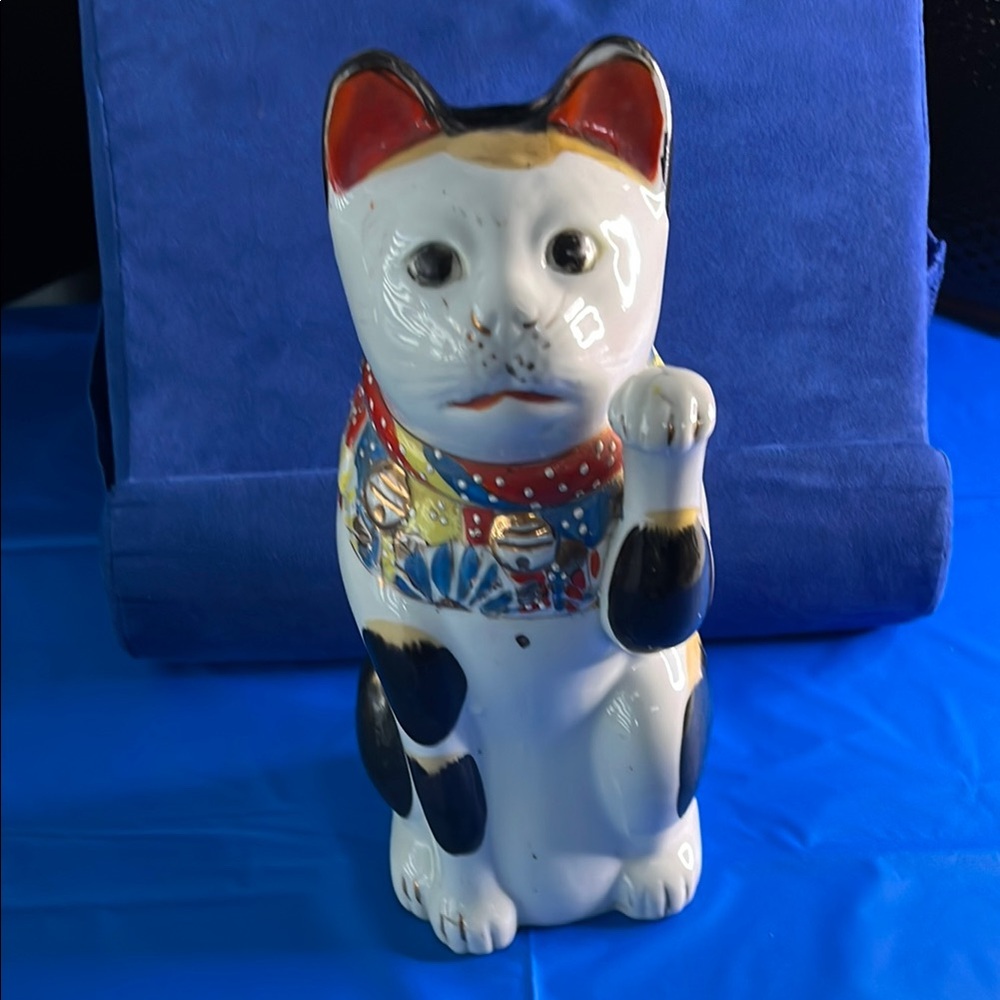 White and Black Cat Toy with Beckoning Paw